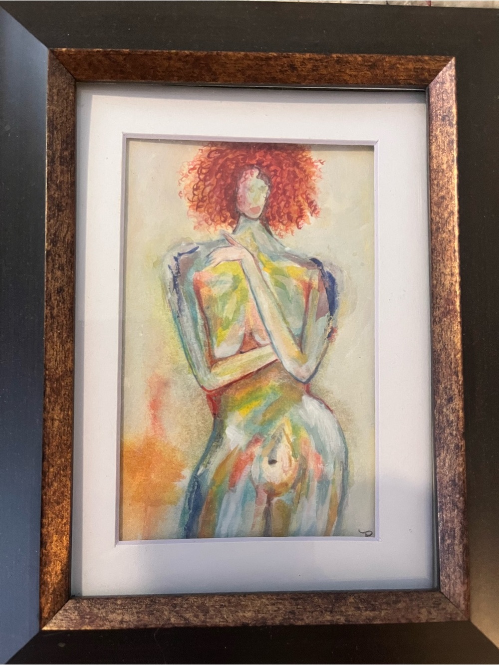 Original watercolor abstract nude “Red”